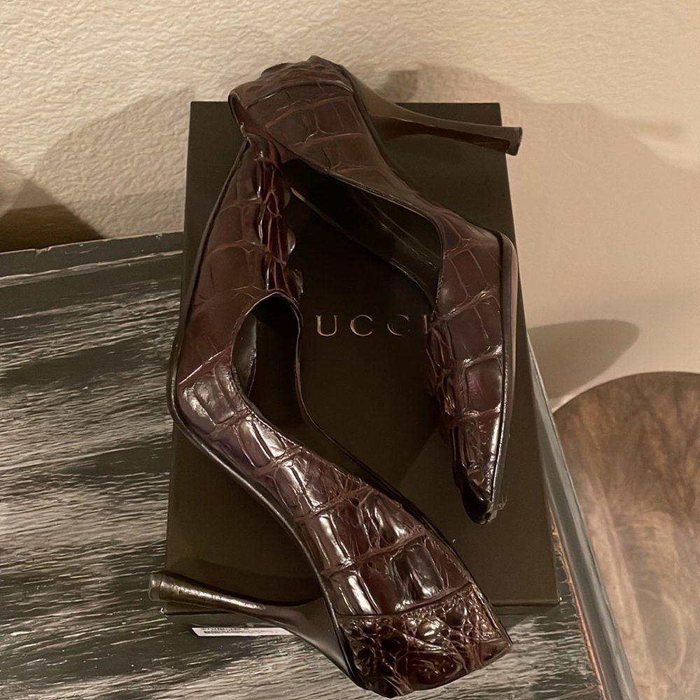 TOM FORD GUCCI CROC 🐊 hornback pump NWB 7.5 or 7 - Picture 7 of 16